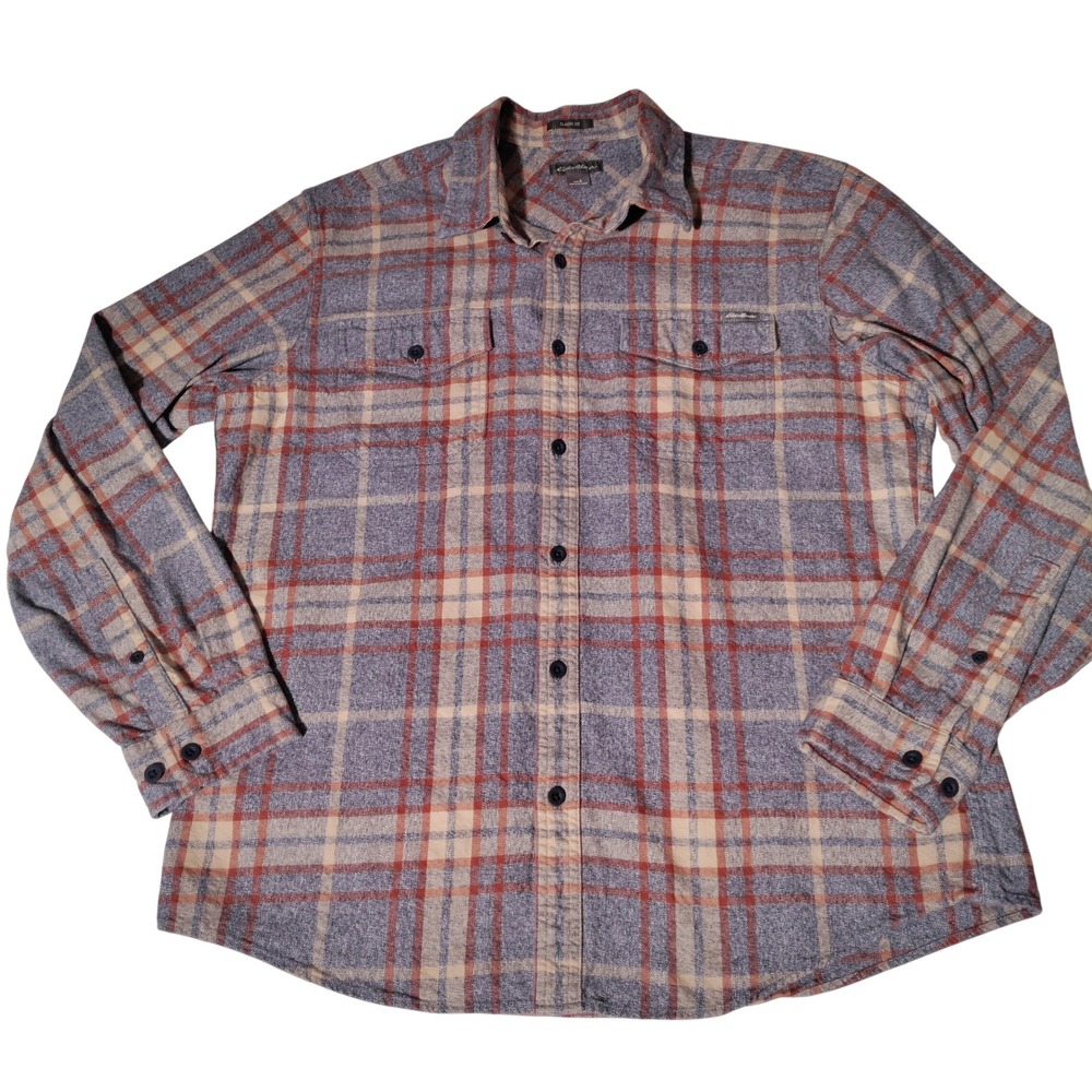 Eddie Bauer Mens Sz L Classic Fit Plaid Flannel Button Down Shirt Multicolor